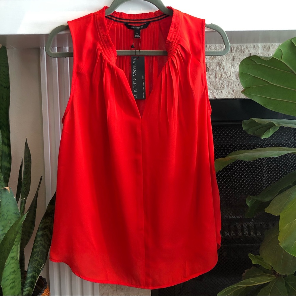 Bright Red Sleeveless Blouse